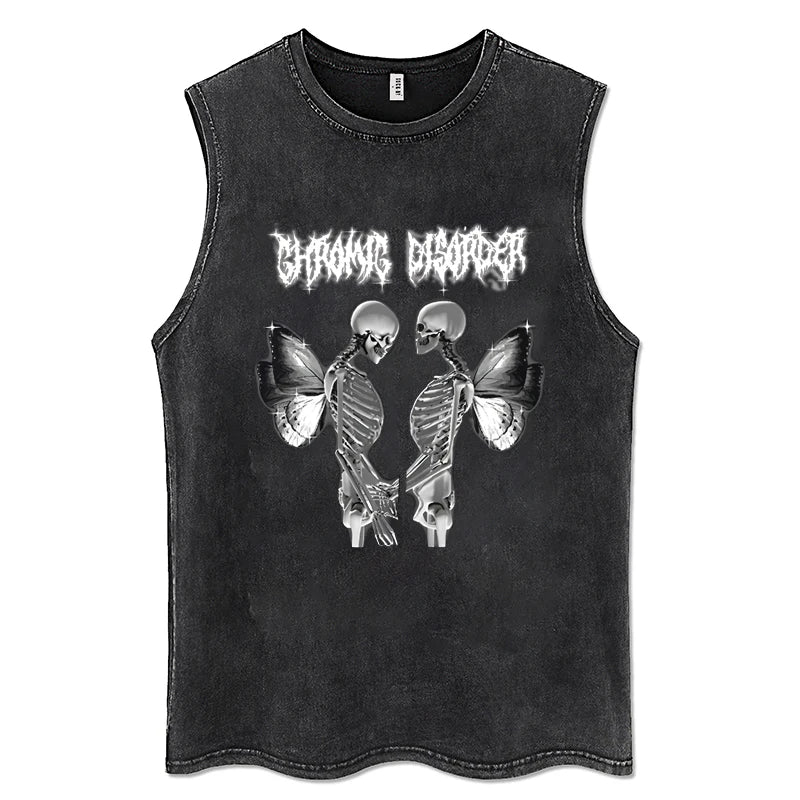 Men Y2K Tank Top 100% Cotton Vintage Black Hip Hop Punk Rock Gothic Daily Street Sleeveless Vest