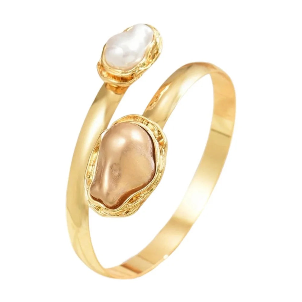 Fashion Metal Opening Arm Bracelet Gold Color Multi Style Wide Open Bangle Retro Adjustable Armlet Hand Jewelry