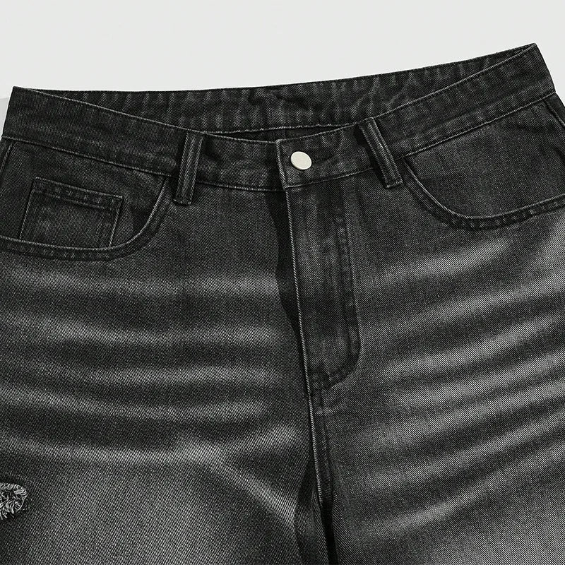 New high-end denim shorts for men in spring and summer of 2025, loose and versatile, trendy brand business casual denim shorts