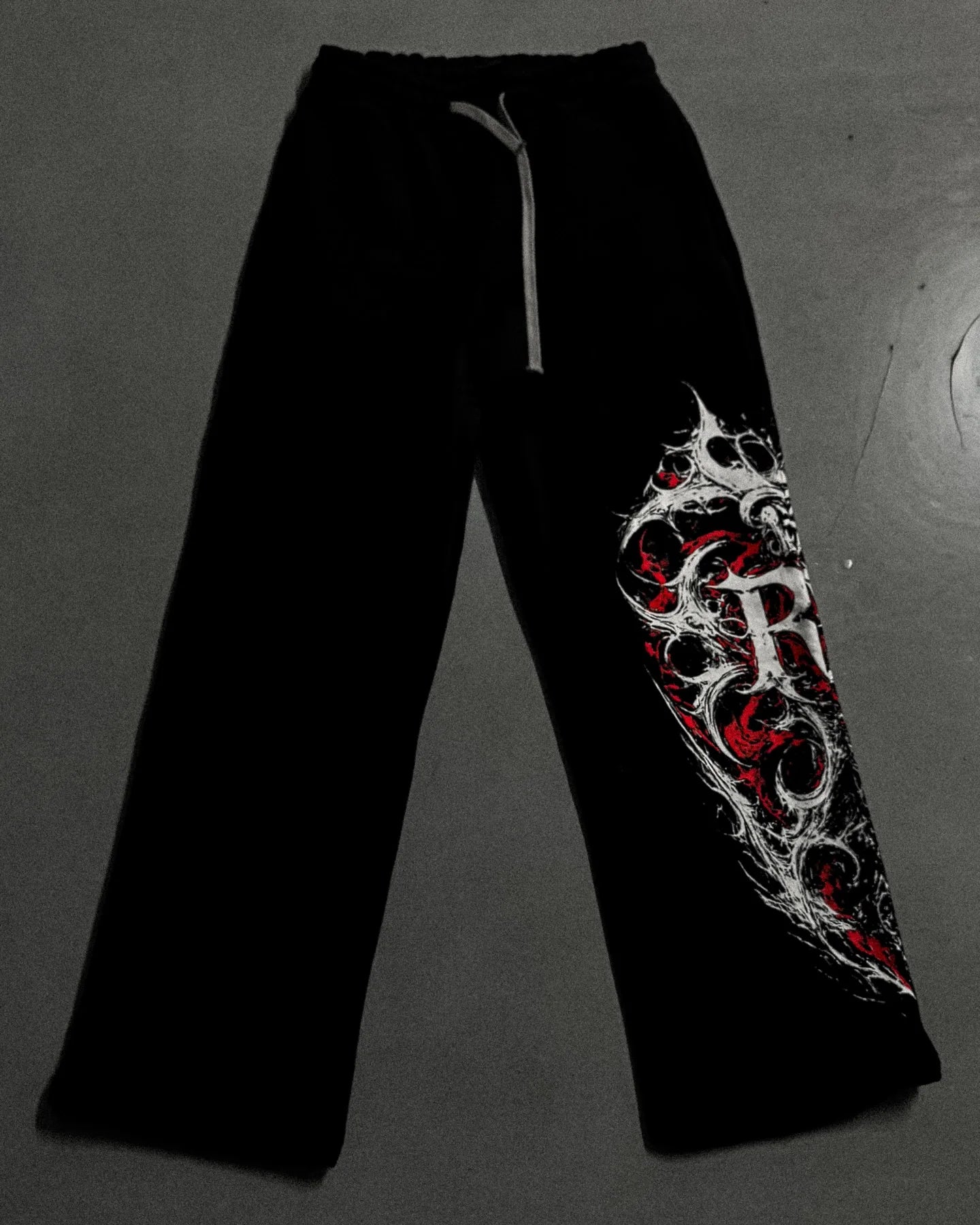 Black Skull Gothic Casual Pants Mens American Retro Punk Dark Jogging Pants Harajuku Trend Sweatpants