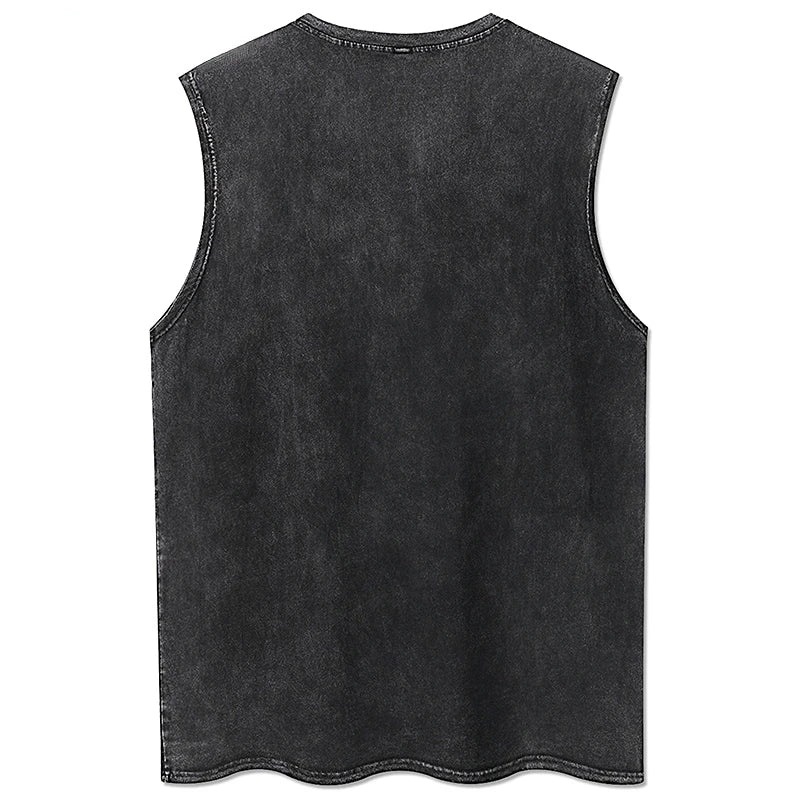 Men Y2K Tank Top 100% Cotton Vintage Black Hip Hop Punk Rock Gothic Daily Street Sleeveless Vest