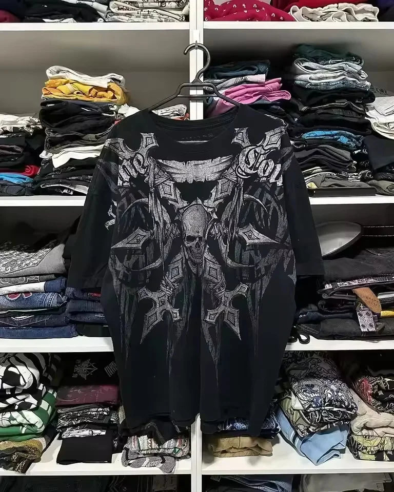 Gothic MMA Elite Neon Wing Logo T Shirt Summer Fashion Street Mens Clothing Short Sleeves Cotton Couple Tops Oversize