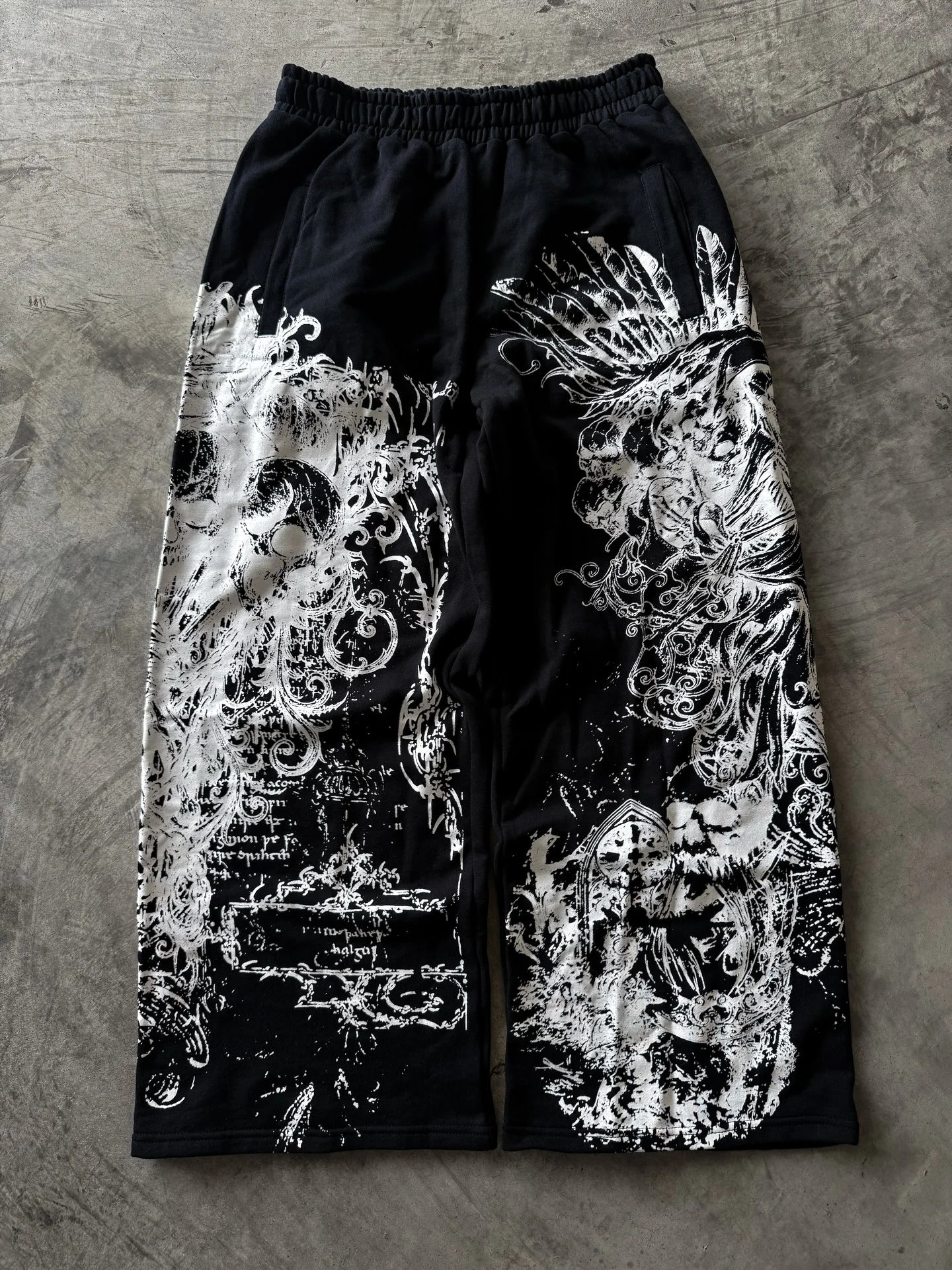 Black Skull Gothic Casual Pants Mens American Retro Punk Dark Jogging Pants Harajuku Trend Sweatpants
