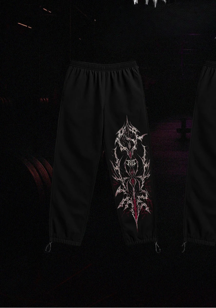 Black Skull Gothic Casual Pants Mens American Retro Punk Dark Jogging Pants Harajuku Trend Sweatpants