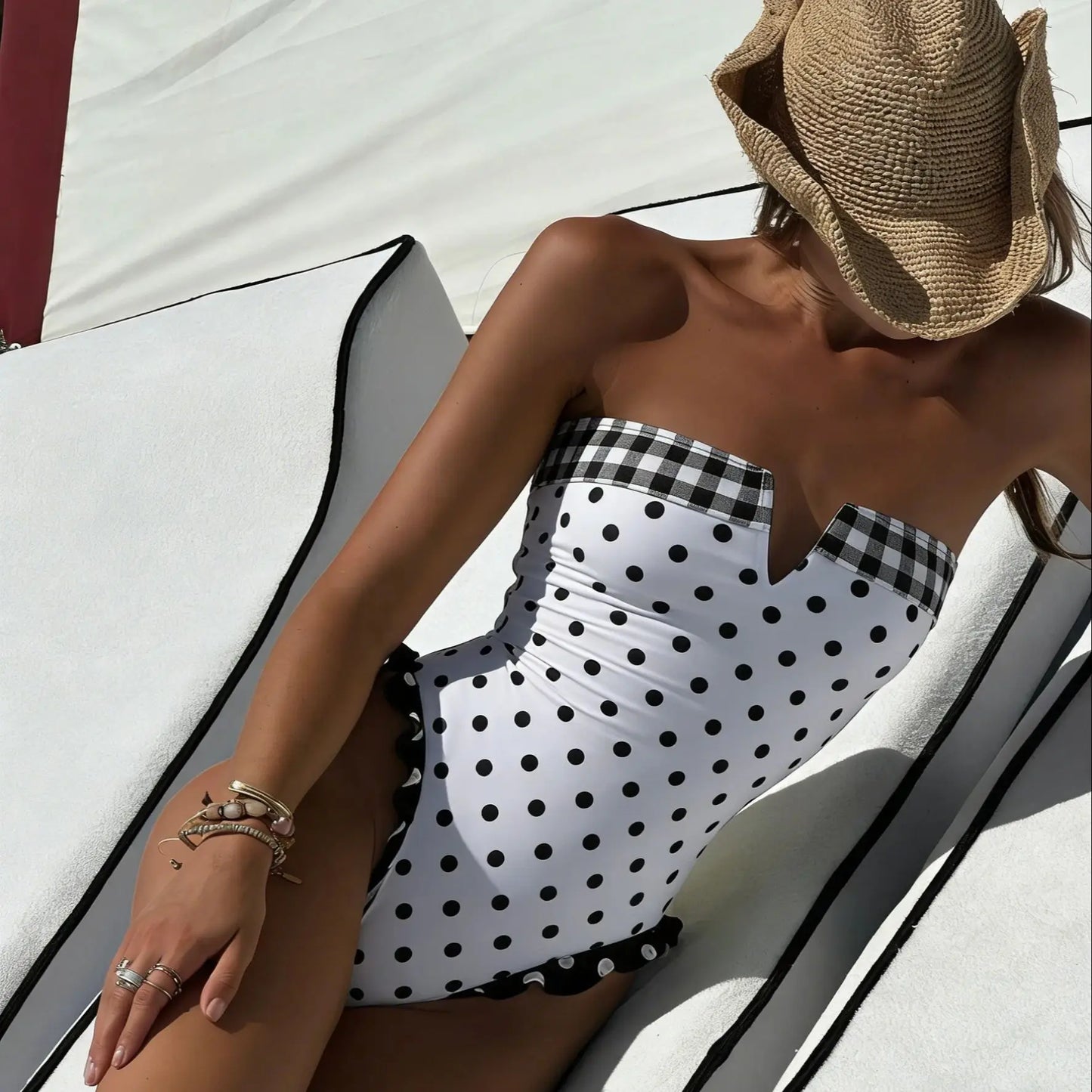 Bandage One Piece Swimsuit Women Swimwear Ruffle Bodysuit Monokini Print Swim Suit Bathing Suit Beachwear