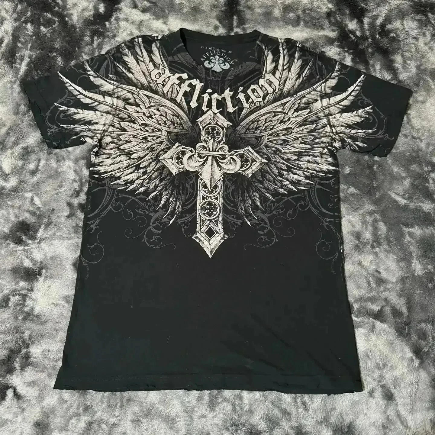 XZAVIER Gothic Rock T-Shirt Vintage Weathered Text Design Streetwear Loose Fit Cotton Unisex Tee mysticism couple clother