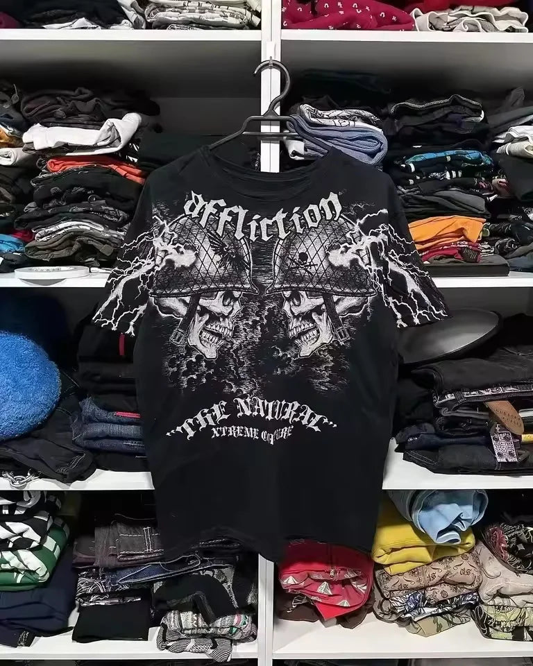 Gothic MMA Elite Neon Wing Logo T Shirt Summer Fashion Street Mens Clothing Short Sleeves Cotton Couple Tops Oversize