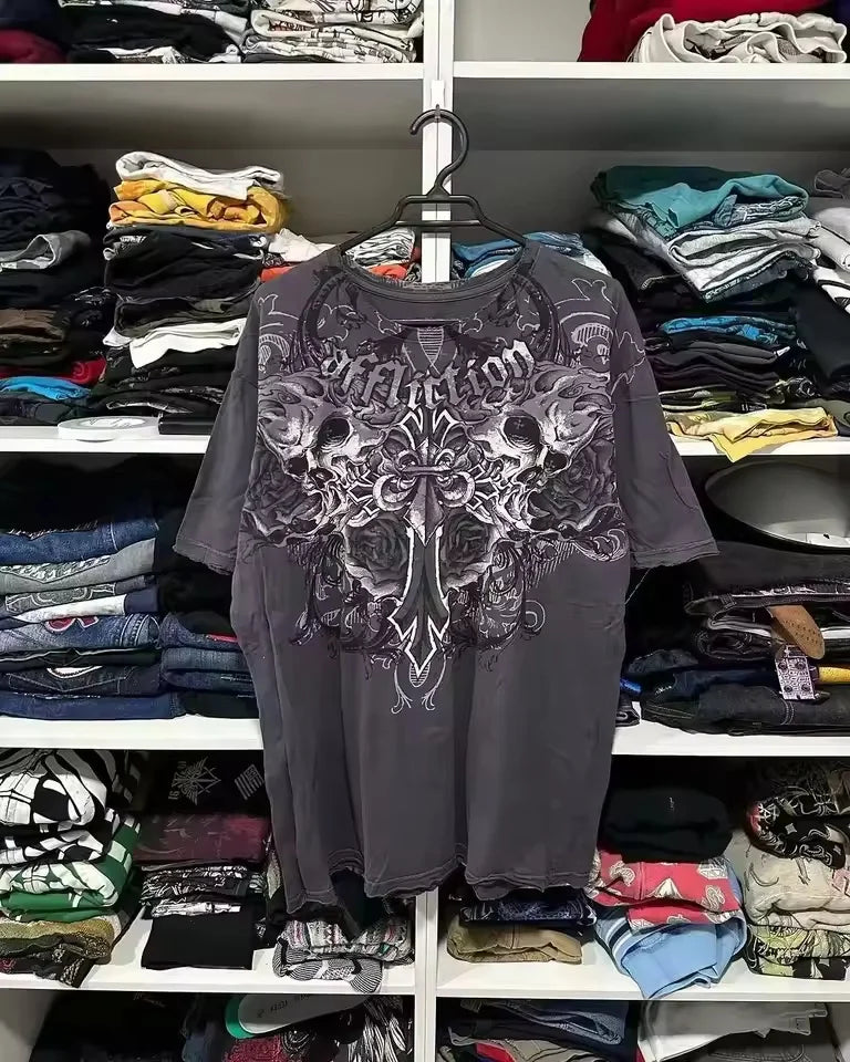 Gothic MMA Elite Neon Wing Logo T Shirt Summer Fashion Street Mens Clothing Short Sleeves Cotton Couple Tops Oversize