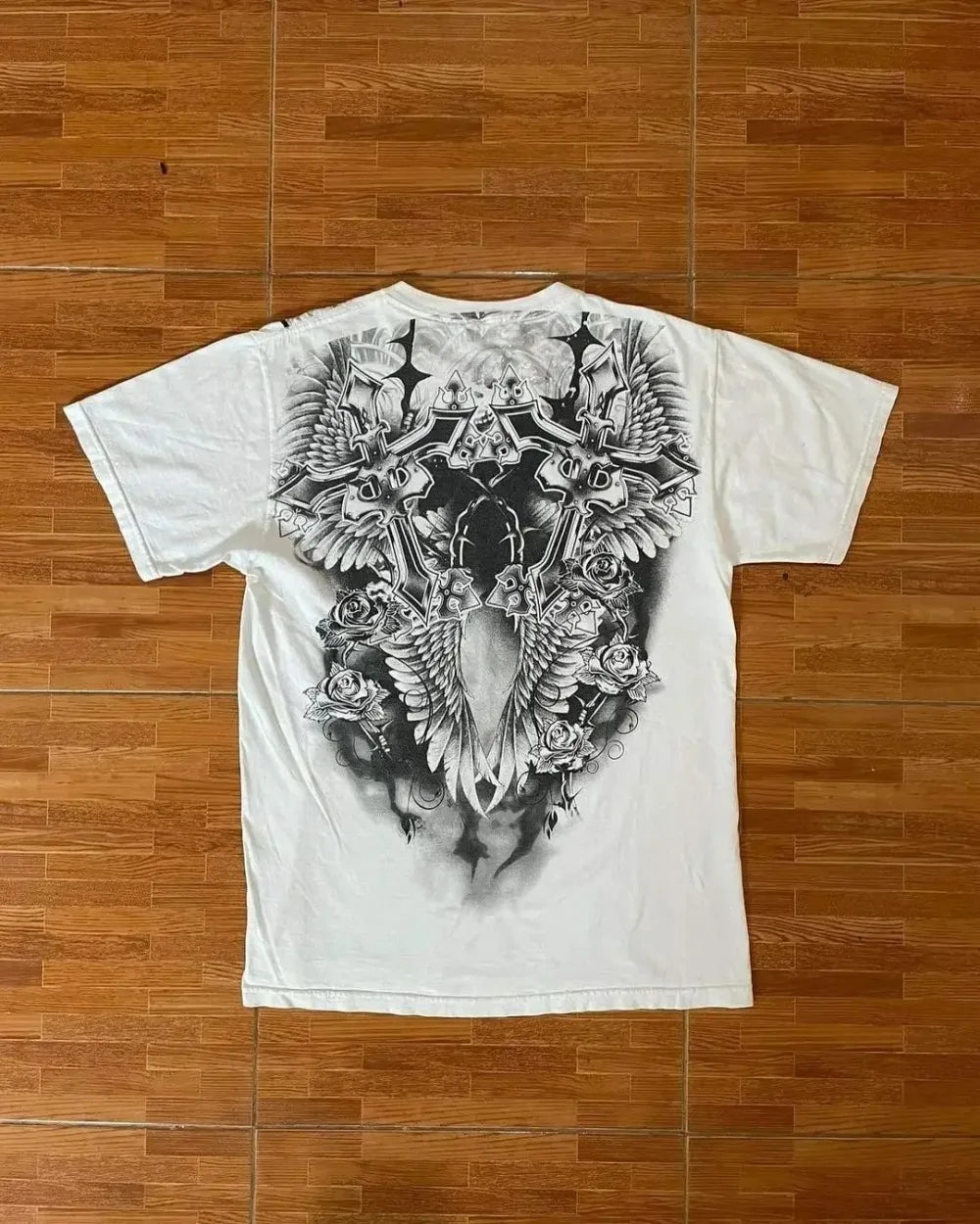 European and American men's summer Gothic skull letter print comfortable and breathable round neck T-shirt outdoor street top