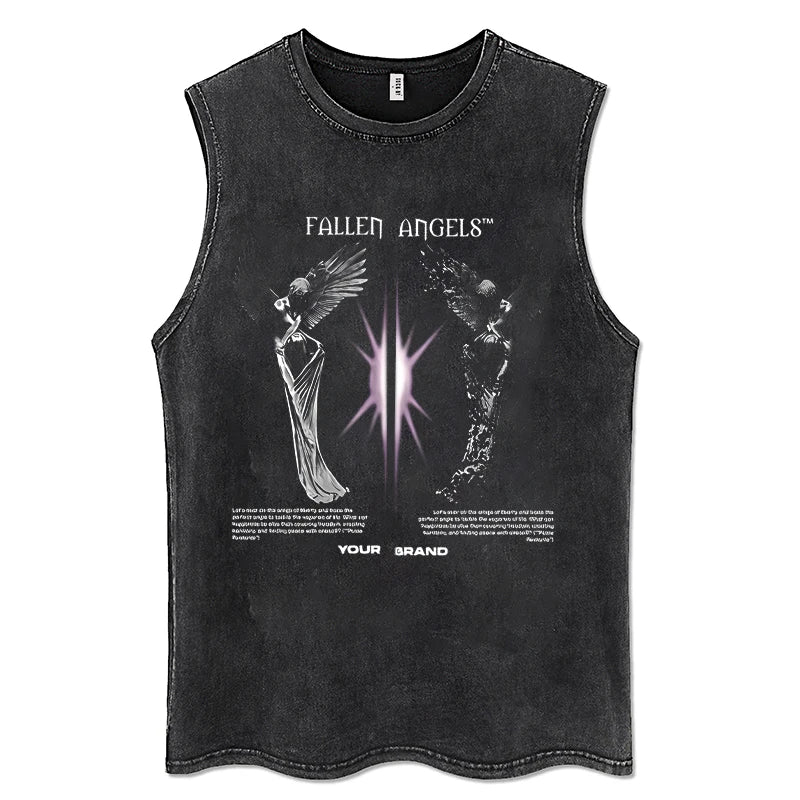 Men Y2K Tank Top 100% Cotton Vintage Black Hip Hop Punk Rock Gothic Daily Street Sleeveless Vest