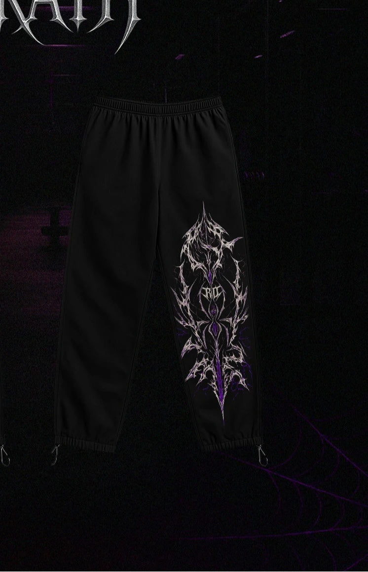 Black Skull Gothic Casual Pants Mens American Retro Punk Dark Jogging Pants Harajuku Trend Sweatpants