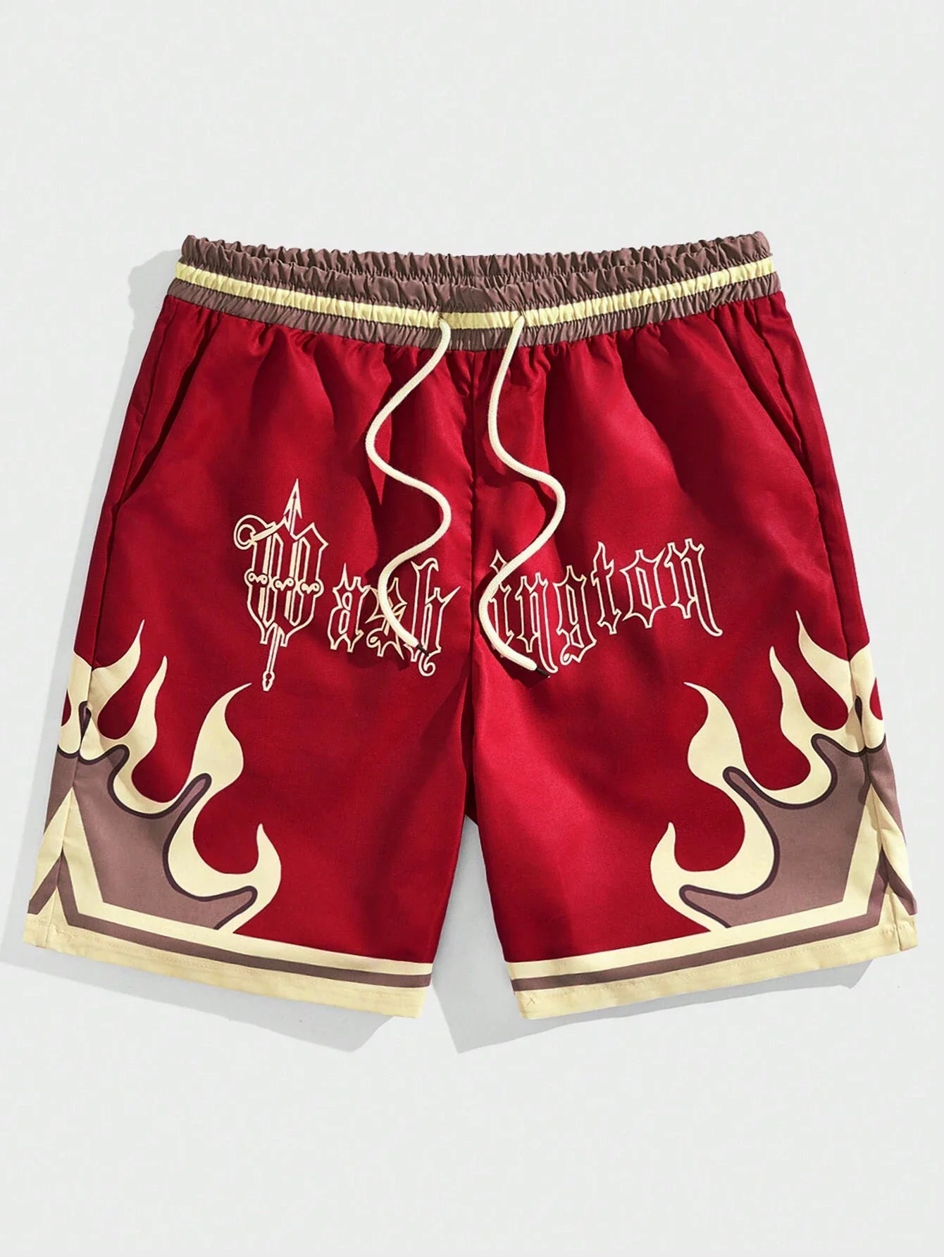 Premium 3D Printed Men's Hawaiian Shorts - Ultra Casual Flame Pattern for Summer Vacation and Sport Fashion