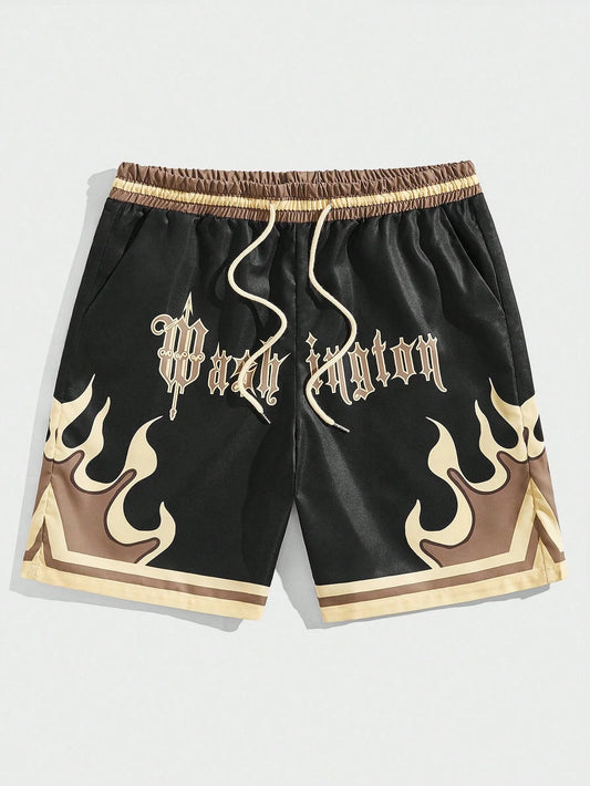 Premium 3D Printed Men's Hawaiian Shorts - Ultra Casual Flame Pattern for Summer Vacation and Sport Fashion