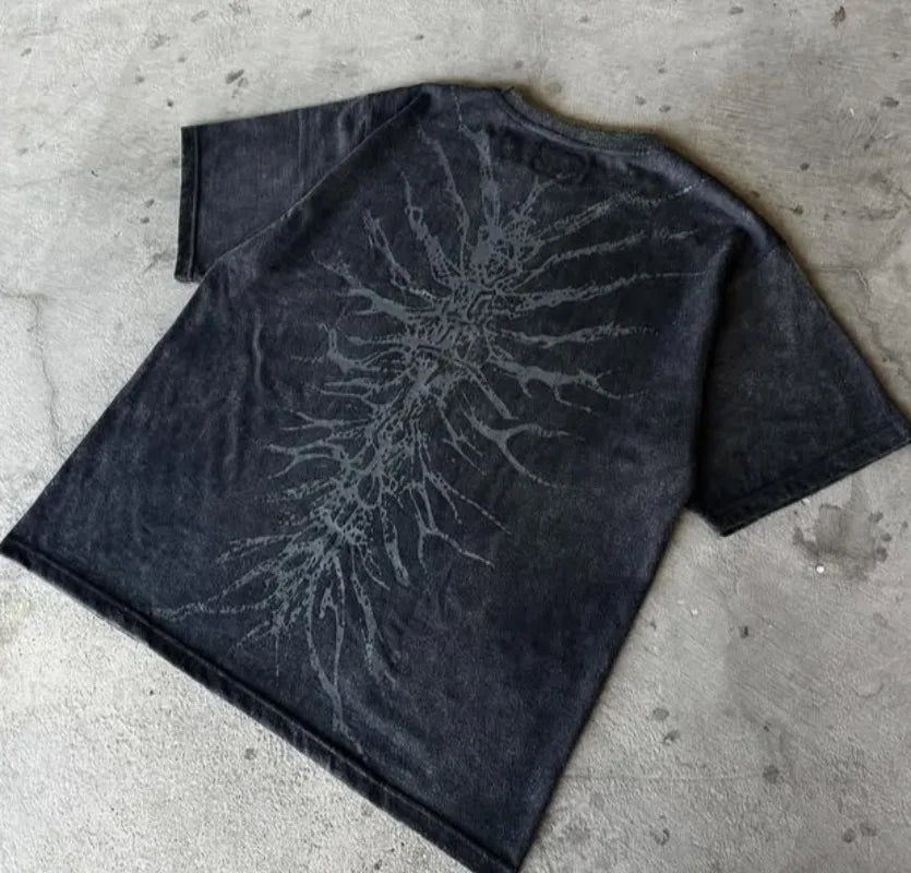 2025 Summer Grey Cotton Oversized T Shirt Streetwear Urban Fashion Multi Pocket Loose Top Unisex Comfort Casual Daily Wear