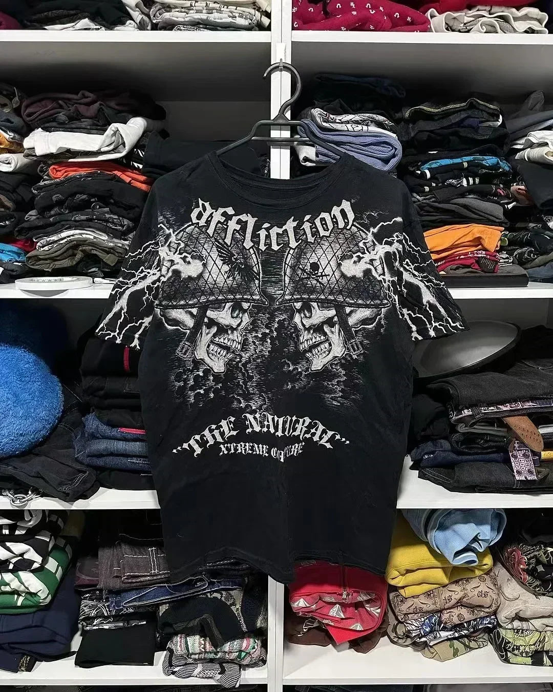 Y2K Red Affliction Cross Logo T Shirt Harajuku Skateboard Street Style Short Sleeves Gothic Summer Round Neck Couple Shirt
