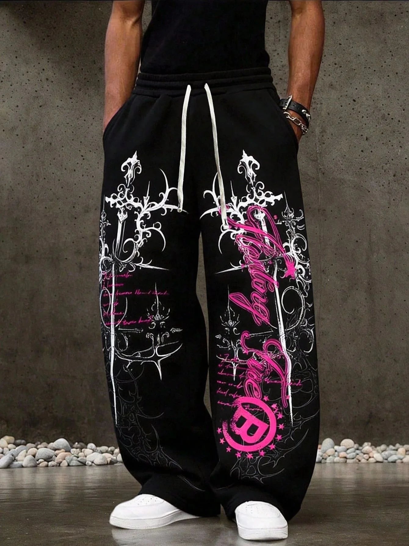 2026 Summer New Y2K Gothic Thorn Printed Pants Men's and Women's Running Pants Retro Rock Straight Pants Fashion Street Casual