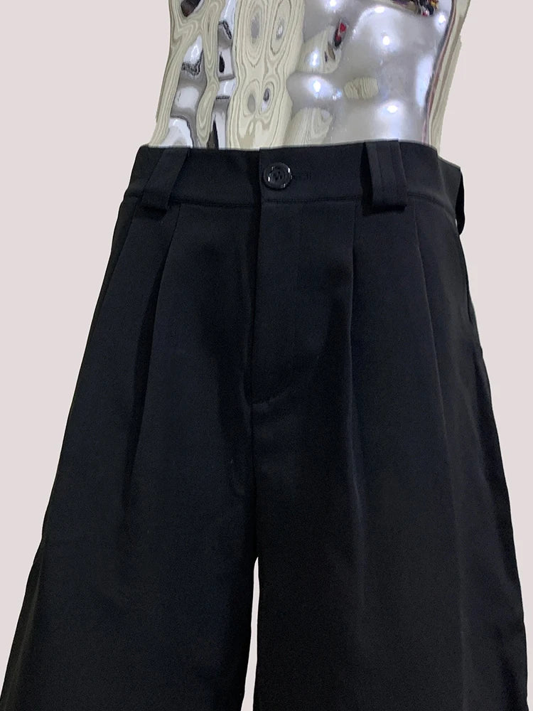 Mauroicardi Spring Summer Casual Soft Black Shorts for Men High Waist Knee Length Straight Pants Korean Fashion Clothes 2025