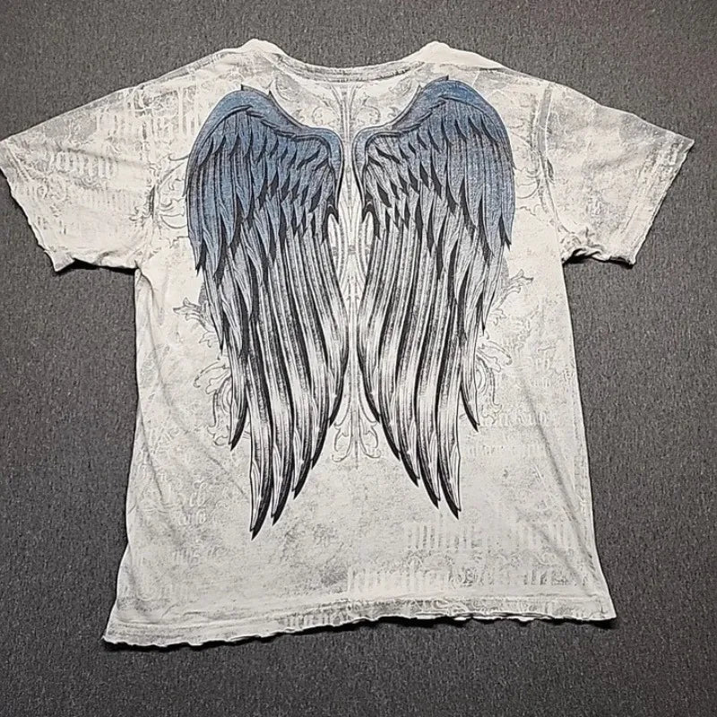 Y2K Affliction Vintage Grunge Graphic T Shirt Mens Gothic Couple Matching Tops Oversized Cotton Tee Streetwear Summer