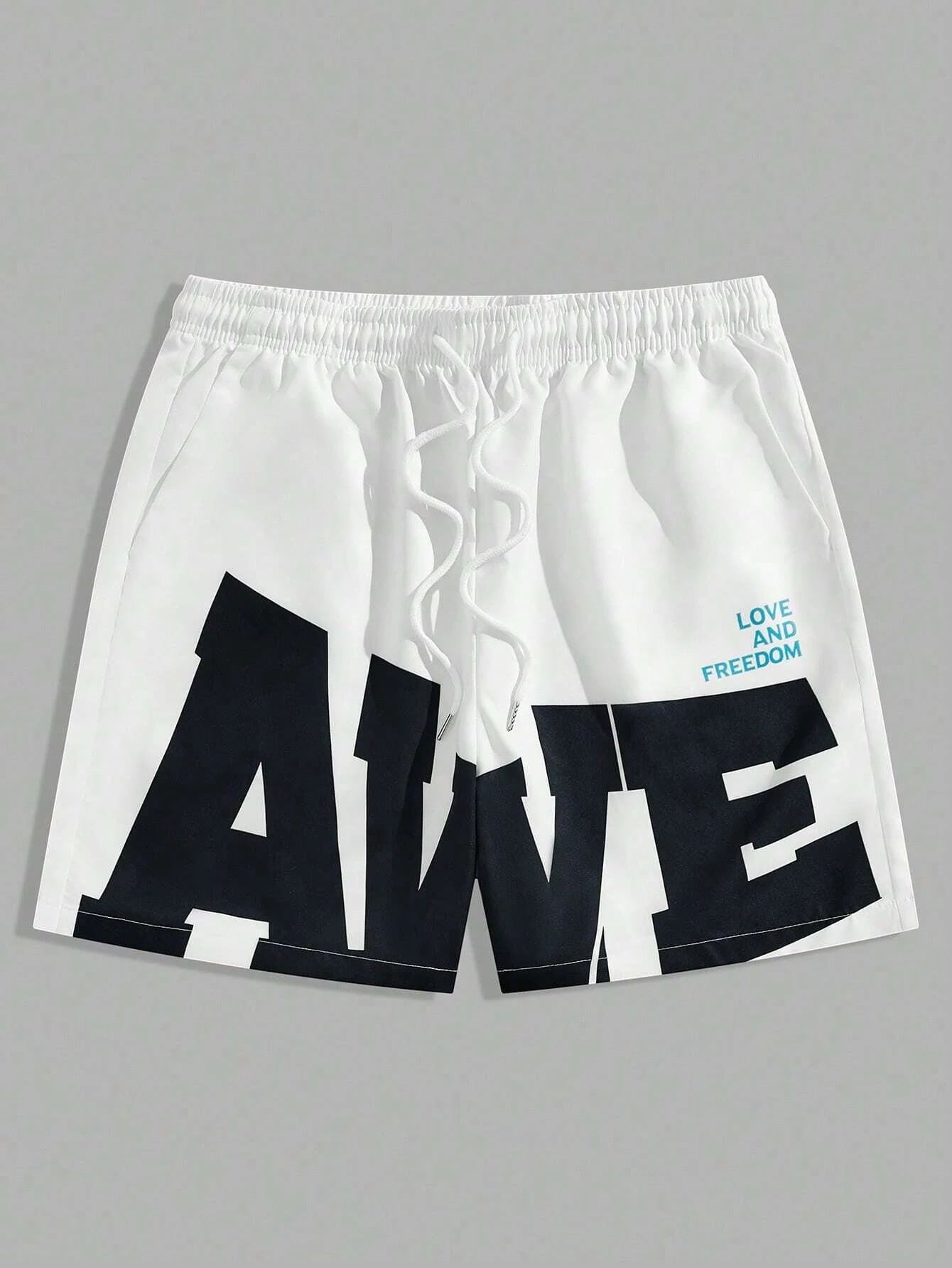 Men's Hawaiian 3D Simple Letter Pattern Beach Shorts Quick Dry Outdoor Leisure Sports Shorts Fashion Men's Shorts