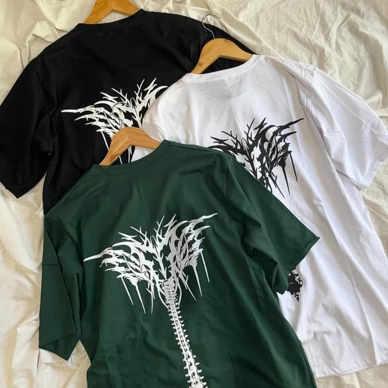 2025 Summer Grey Cotton Oversized T Shirt Streetwear Urban Fashion Multi Pocket Loose Top Unisex Comfort Casual Daily Wear