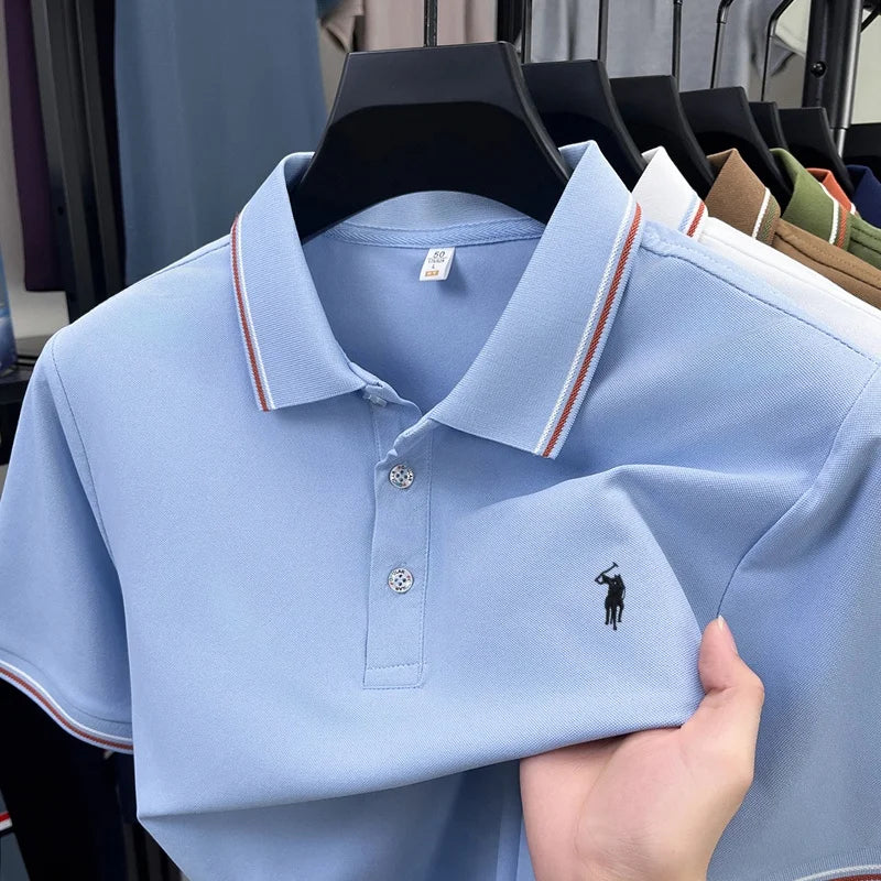 Summer new men's business short sleeved polo shirt T-shirt personalized luxury brand Pony embroidery casual comfortable clothing