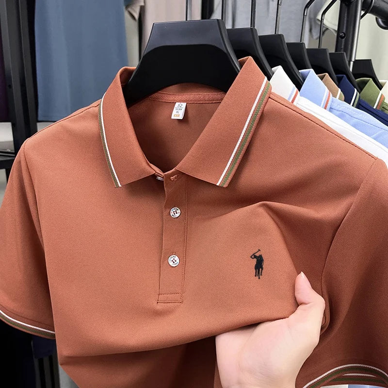 Summer new men's business short sleeved polo shirt T-shirt personalized luxury brand Pony embroidery casual comfortable clothing