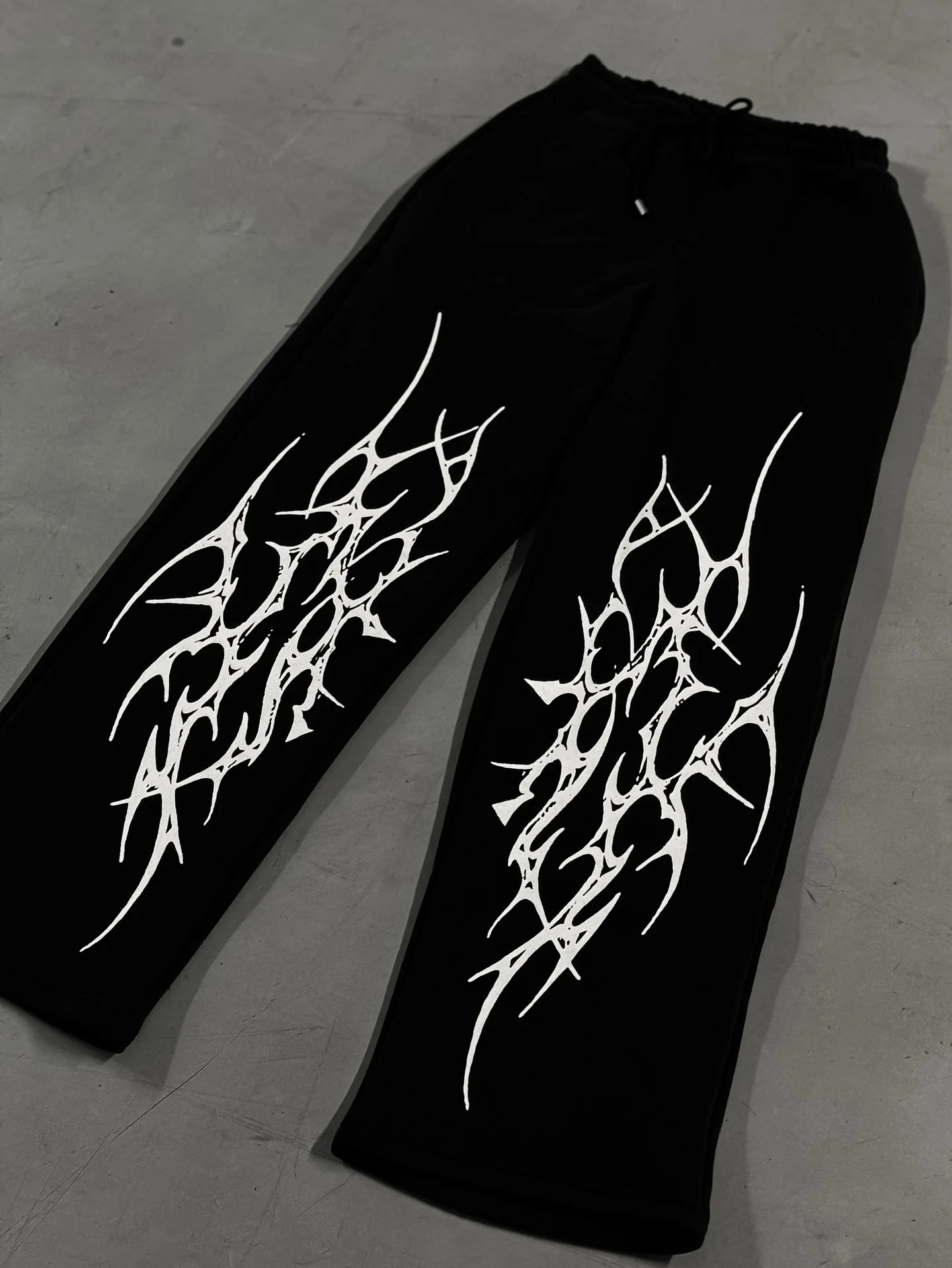 Black Skull Gothic Casual Pants Mens American Retro Punk Dark Jogging Pants Harajuku Trend Sweatpants