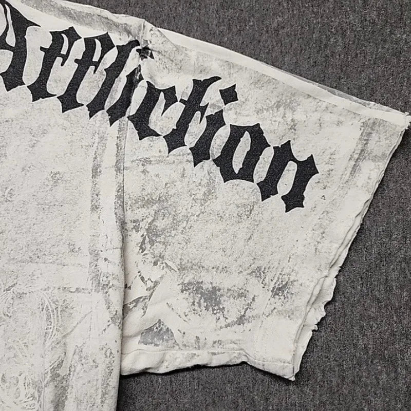 Y2K Affliction Vintage Grunge Graphic T Shirt Mens Gothic Couple Matching Tops Oversized Cotton Tee Streetwear Summer