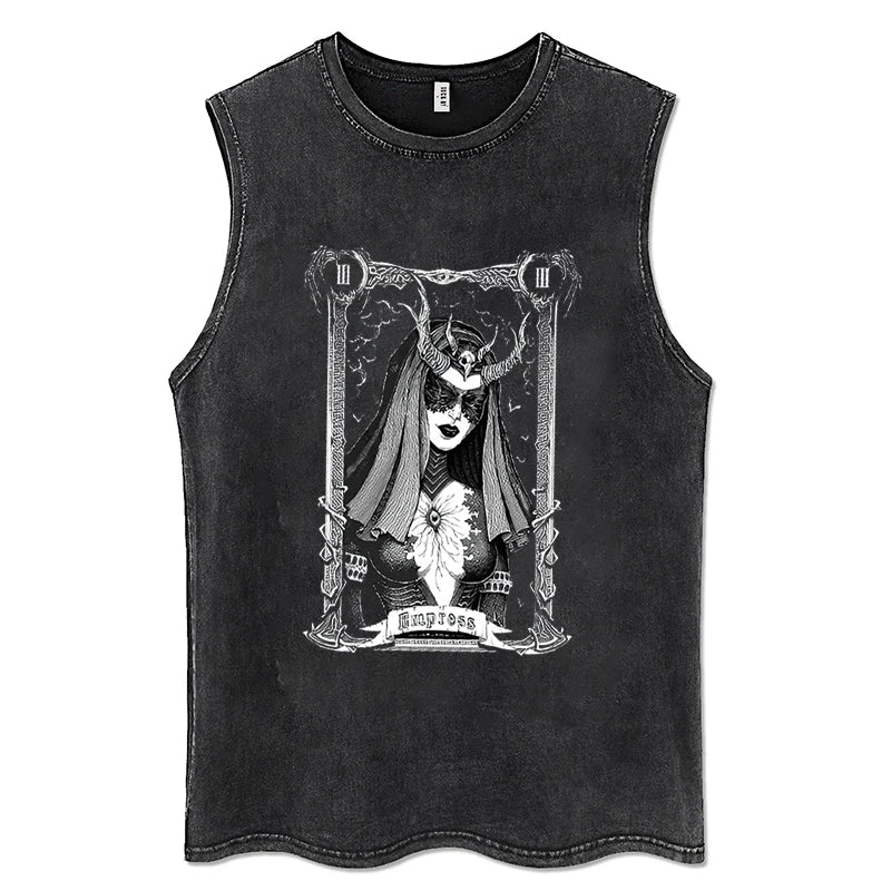 Men Y2K Tank Top 100% Cotton Vintage Black Hip Hop Punk Rock Gothic Daily Street Sleeveless Vest