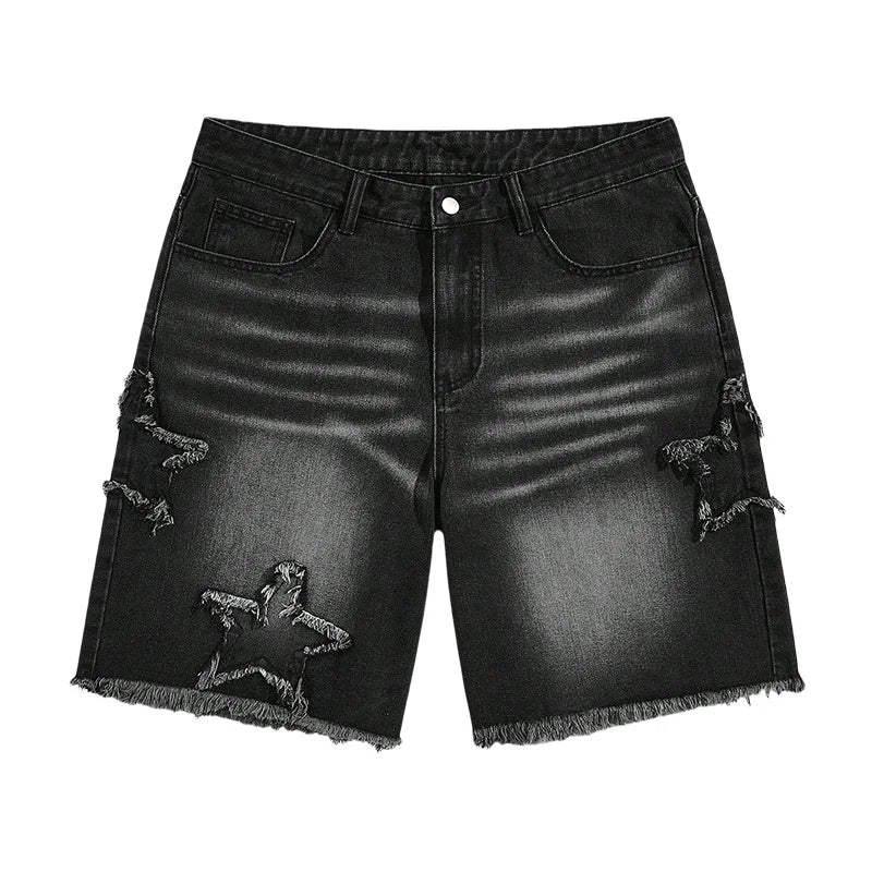New high-end denim shorts for men in spring and summer of 2025, loose and versatile, trendy brand business casual denim shorts