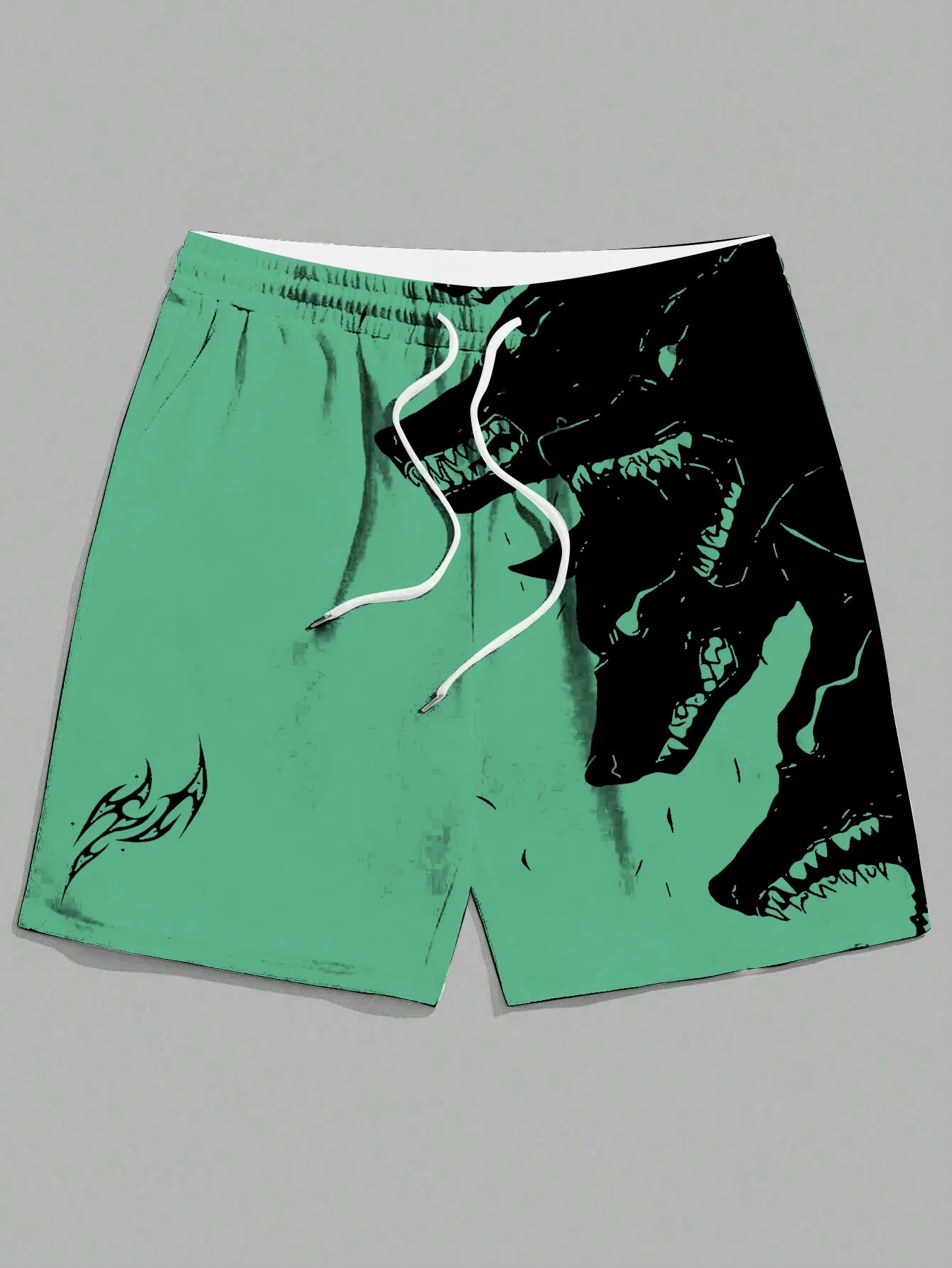 New men's summer shorts loose casual home shorts 3D printed sporty three headed wolf print Harajuku shorts Hawaii beach shorts