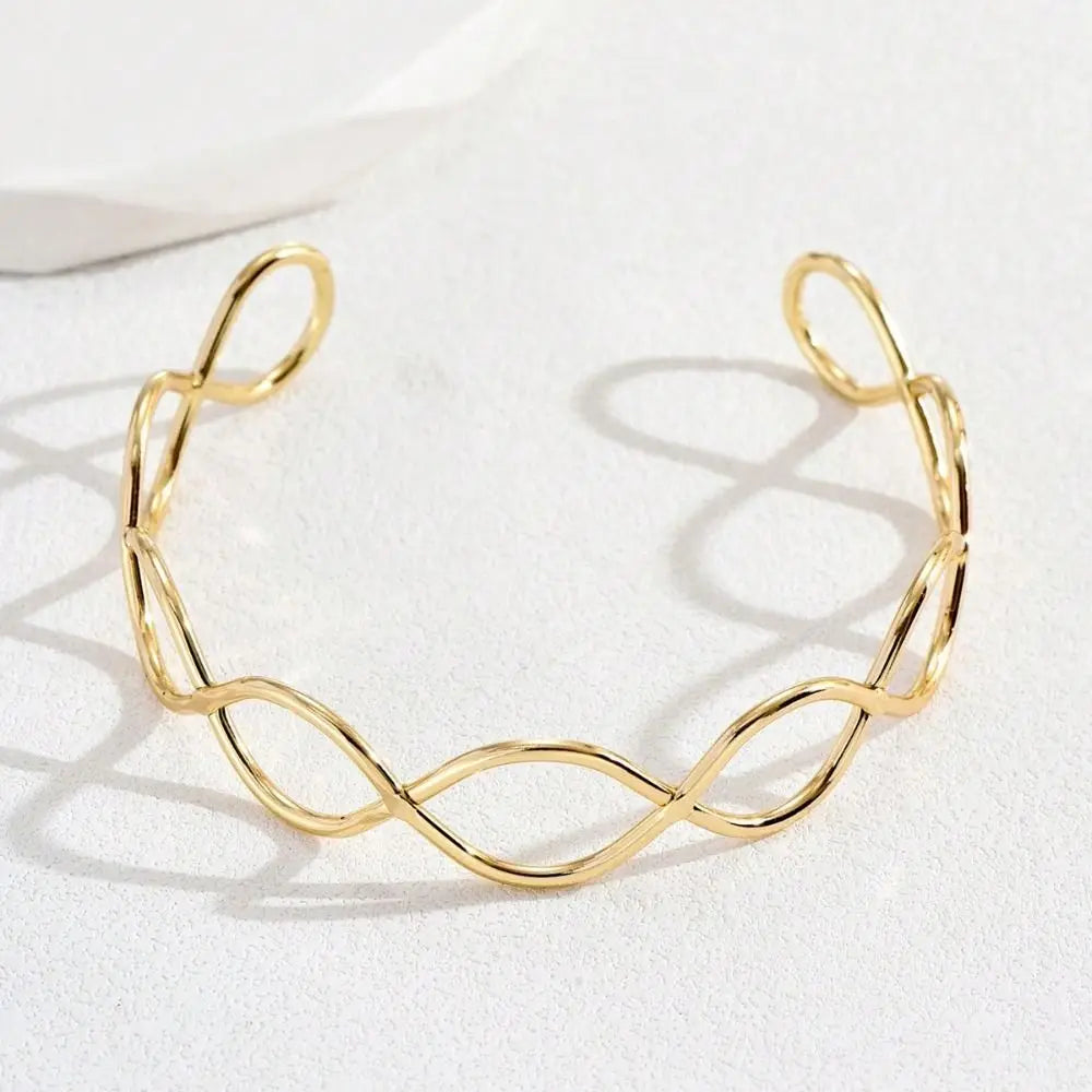 Fashion Metal Opening Arm Bracelet Gold Color Multi Style Wide Open Bangle Retro Adjustable Armlet Hand Jewelry