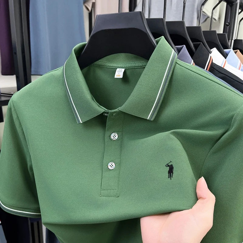 Summer new men's business short sleeved polo shirt T-shirt personalized luxury brand Pony embroidery casual comfortable clothing