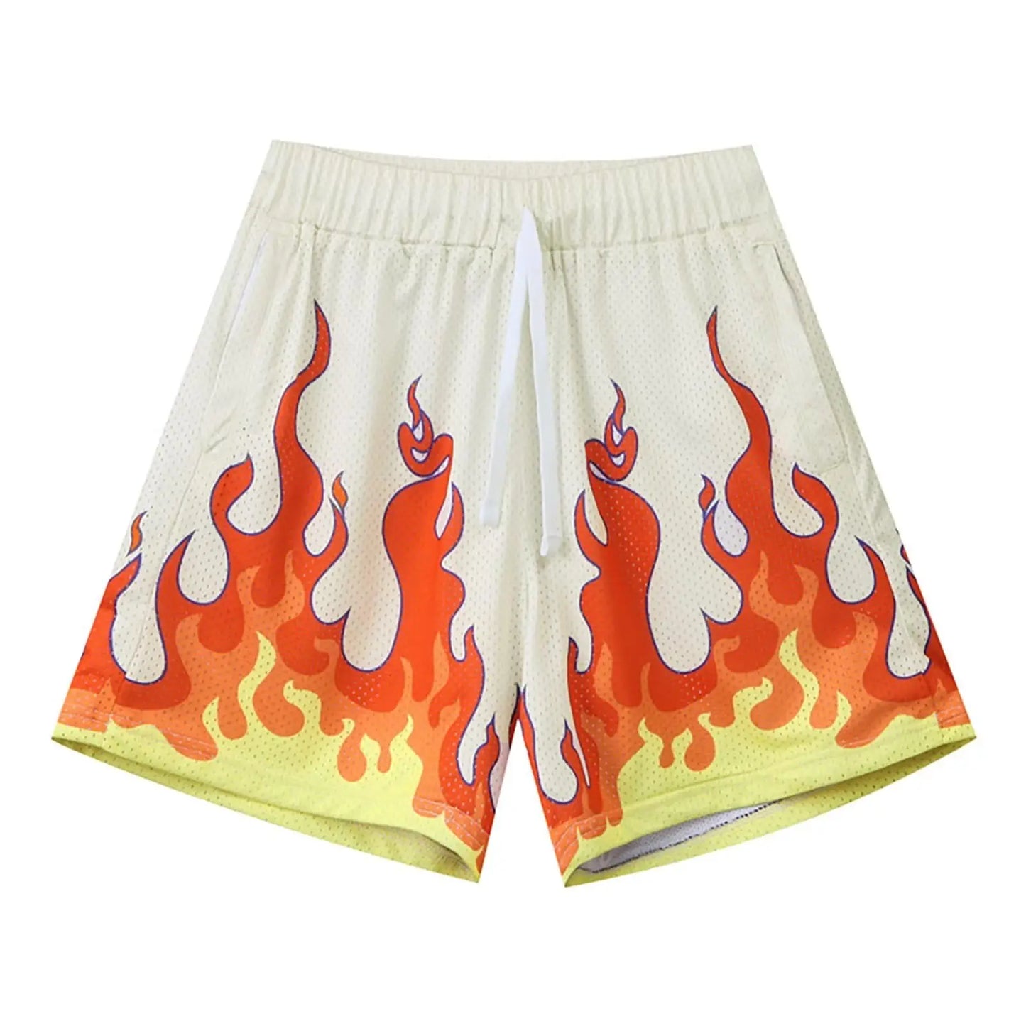 Men's Flame Pattern Basketball Shorts Boys Summer Cool Hawaii 3D Printed Casual Swim Trunks Quick Dry Surfboard Shorts