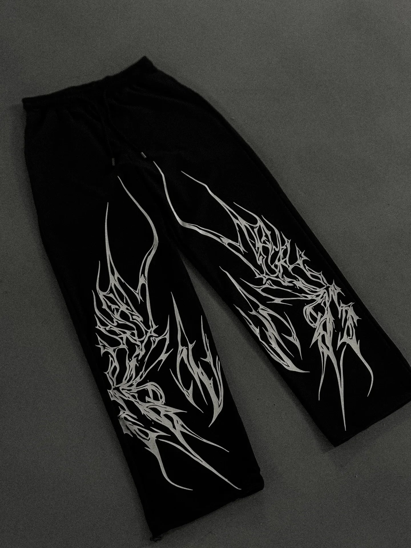 Black Skull Gothic Casual Pants Mens American Retro Punk Dark Jogging Pants Harajuku Trend Sweatpants