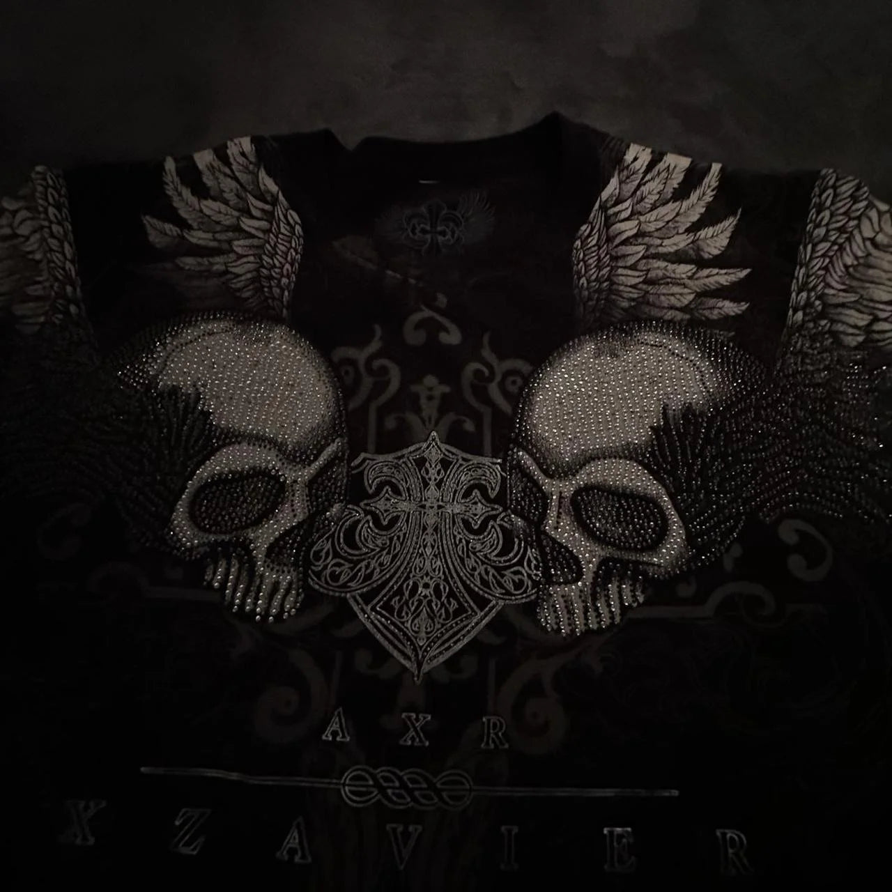 XZAVIER Gothic Rock T-Shirt Vintage Weathered Text Design Streetwear Loose Fit Cotton Unisex Tee mysticism couple clother