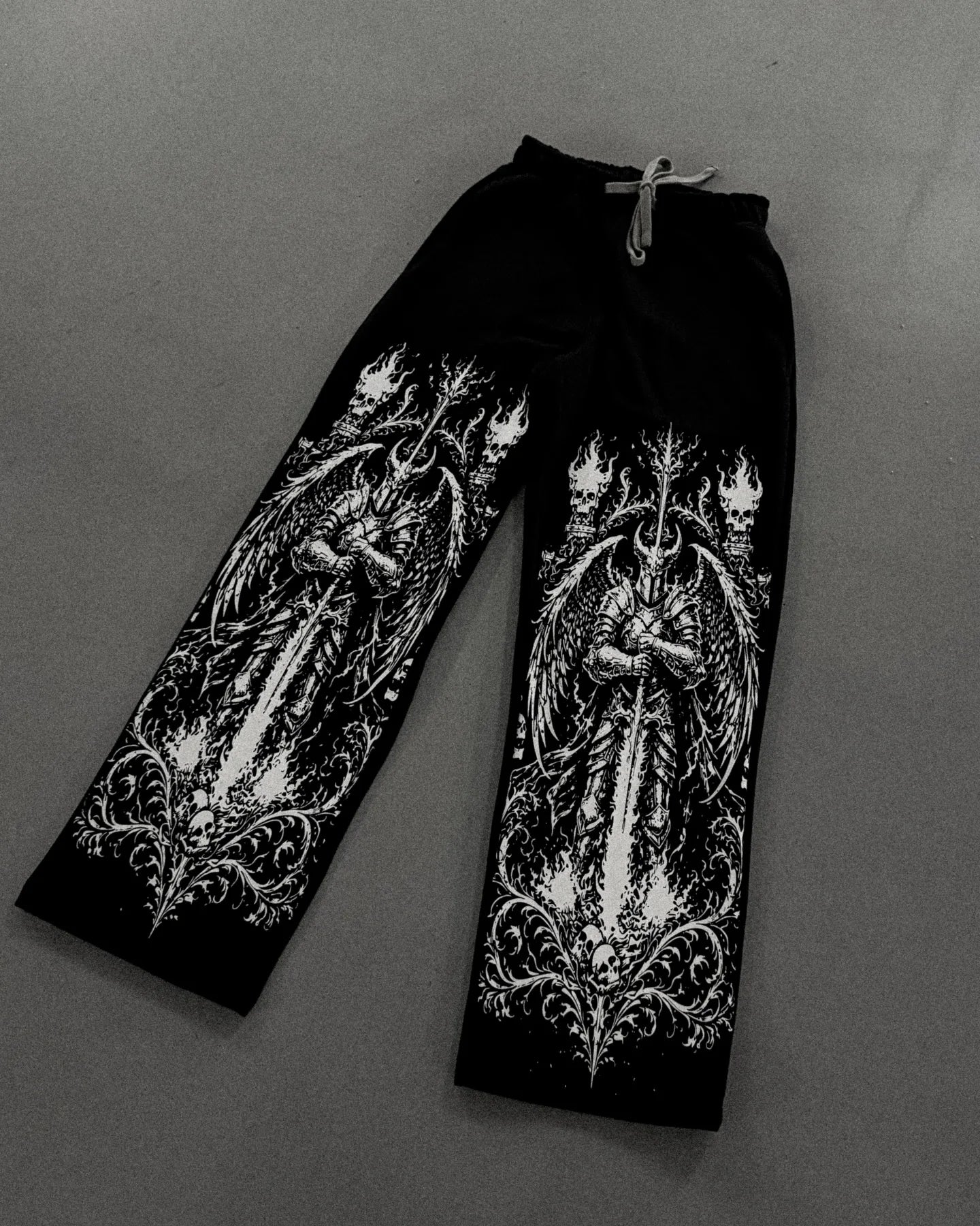 Black Skull Gothic Casual Pants Mens American Retro Punk Dark Jogging Pants Harajuku Trend Sweatpants