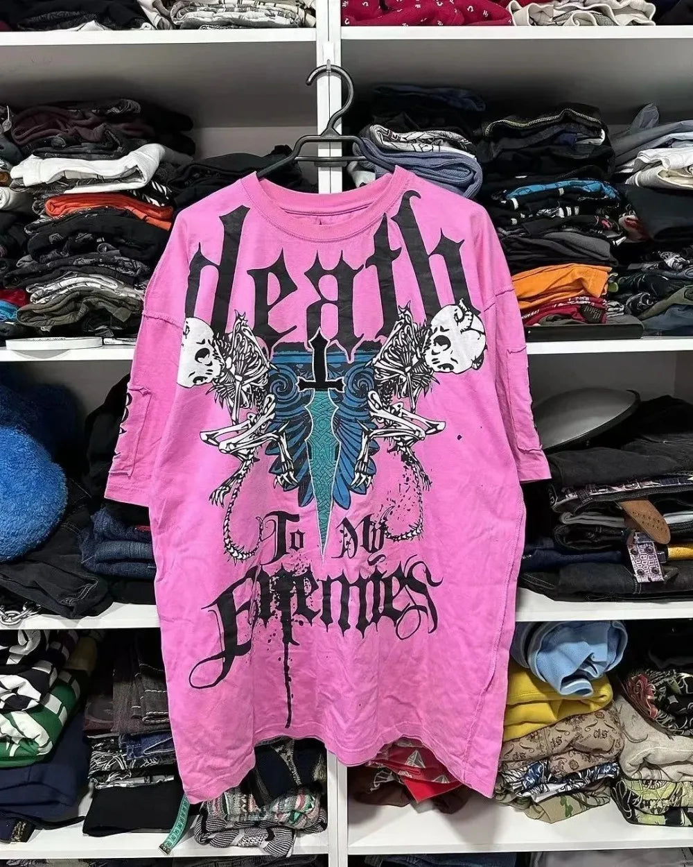 European and American men's summer Gothic skull letter print comfortable and breathable round neck T-shirt outdoor street top