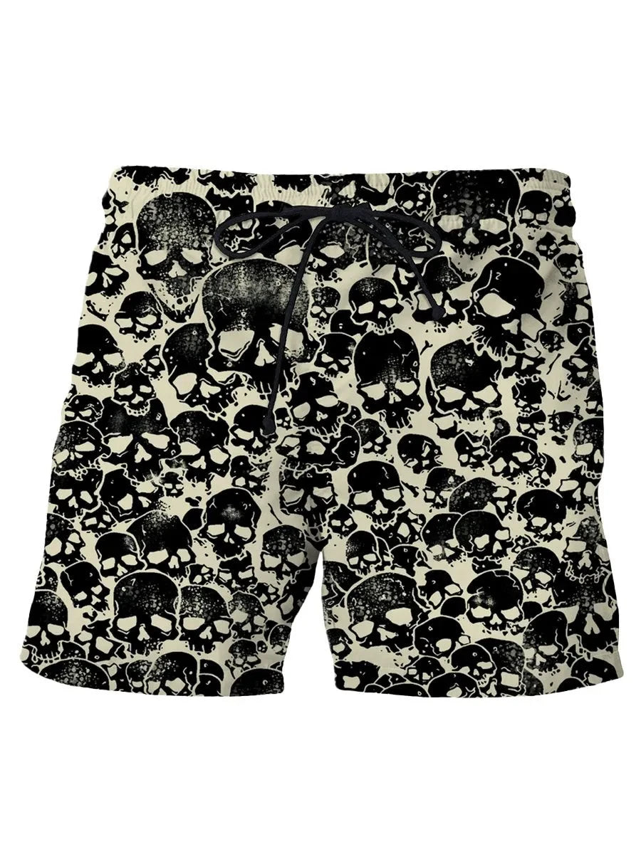 Men's Hawaiian Swim Trunks 3D Skull Print Beach Shorts Quick Dry Outdoor Leisure Sports Shorts Swimwear Fashion Men's Shorts