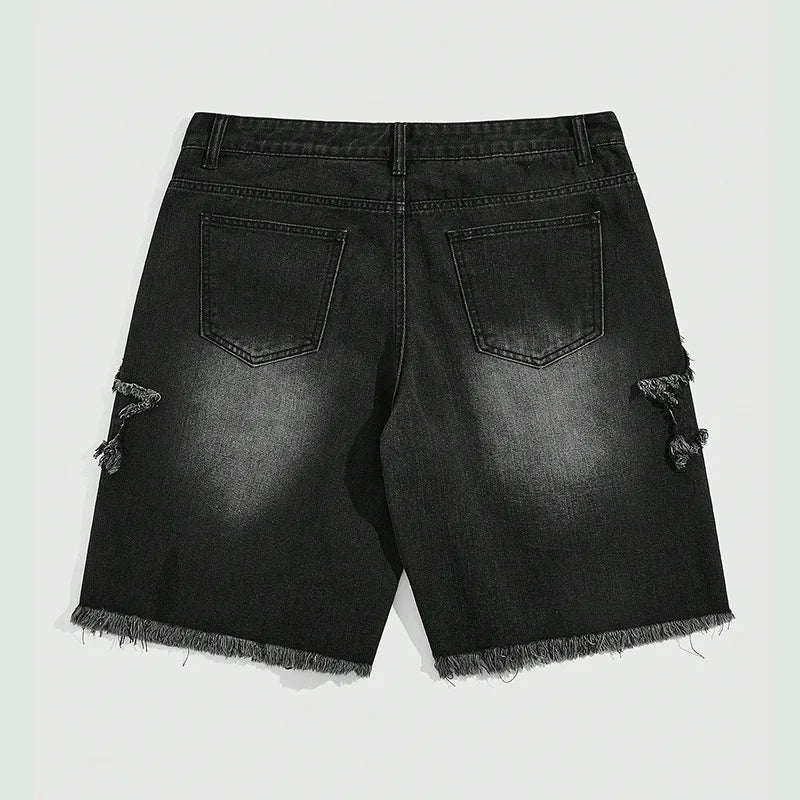 New high-end denim shorts for men in spring and summer of 2025, loose and versatile, trendy brand business casual denim shorts
