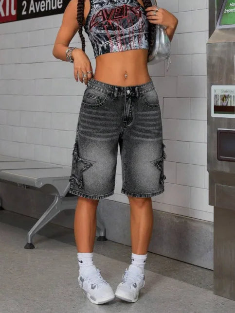 New high-end denim shorts for men in spring and summer of 2025, loose and versatile, trendy brand business casual denim shorts