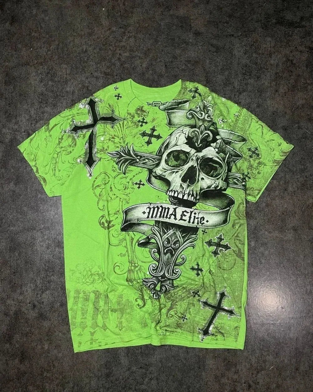 European and American men's summer Gothic skull letter print comfortable and breathable round neck T-shirt outdoor street top