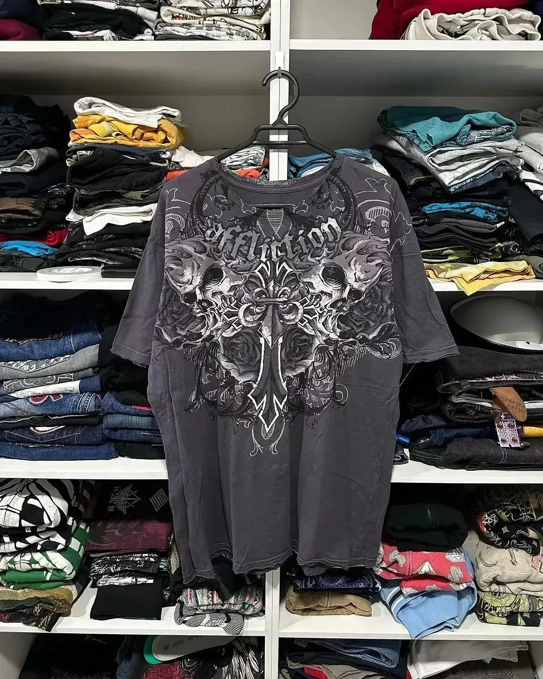 Y2K Affliction Vintage Grunge Graphic T Shirt Mens Gothic Couple Matching Tops Oversized Cotton Tee Streetwear Summer