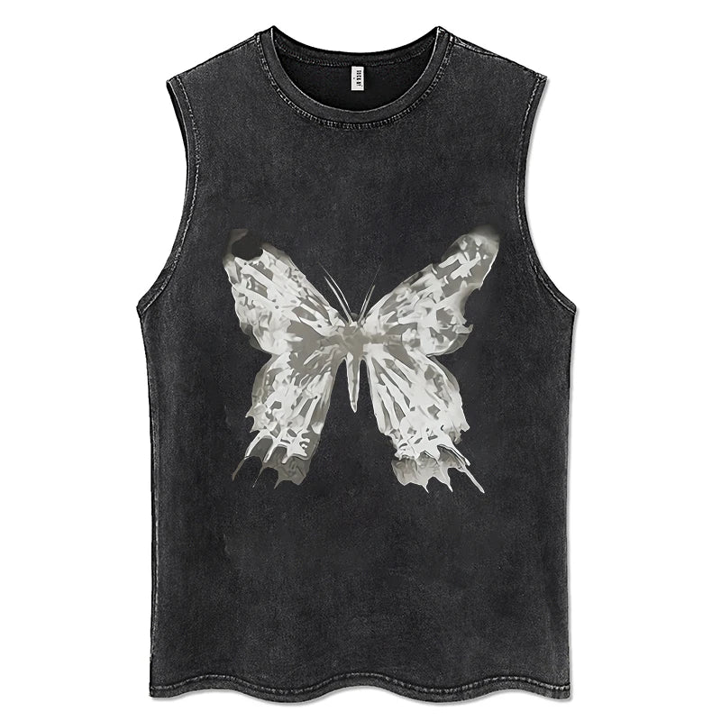 Men Y2K Tank Top 100% Cotton Vintage Black Hip Hop Punk Rock Gothic Daily Street Sleeveless Vest