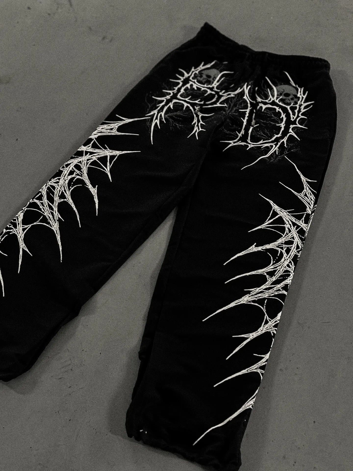 Black Skull Gothic Casual Pants Mens American Retro Punk Dark Jogging Pants Harajuku Trend Sweatpants