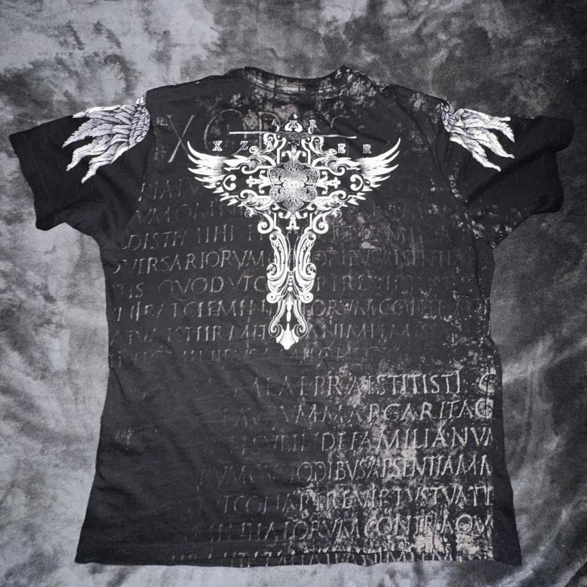 XZAVIER Gothic Rock T-Shirt Vintage Weathered Text Design Streetwear Loose Fit Cotton Unisex Tee mysticism couple clother