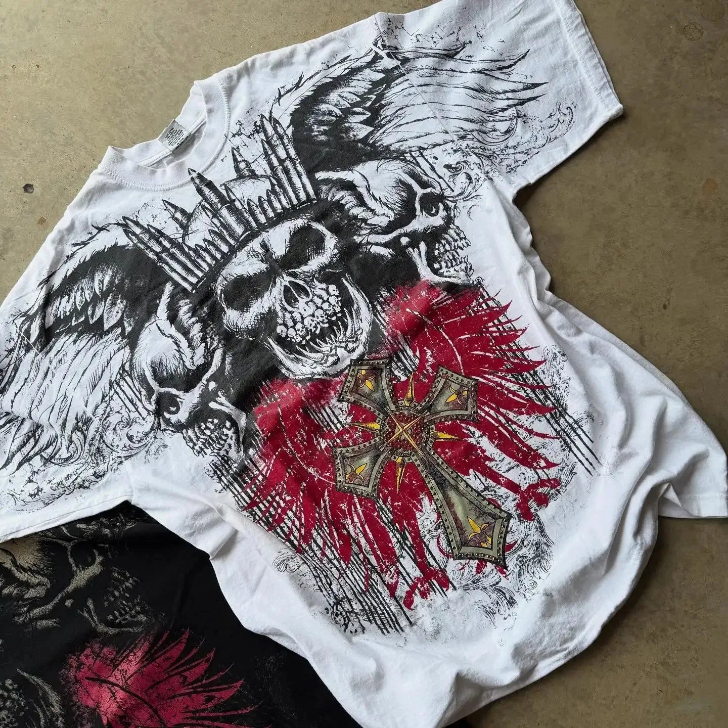 MMA Elite Industrial Gothic Metal Skull Steampunk Y2K Studded Vintage Tee Streetwear Summer Man Woman Summer Lovers Clothes