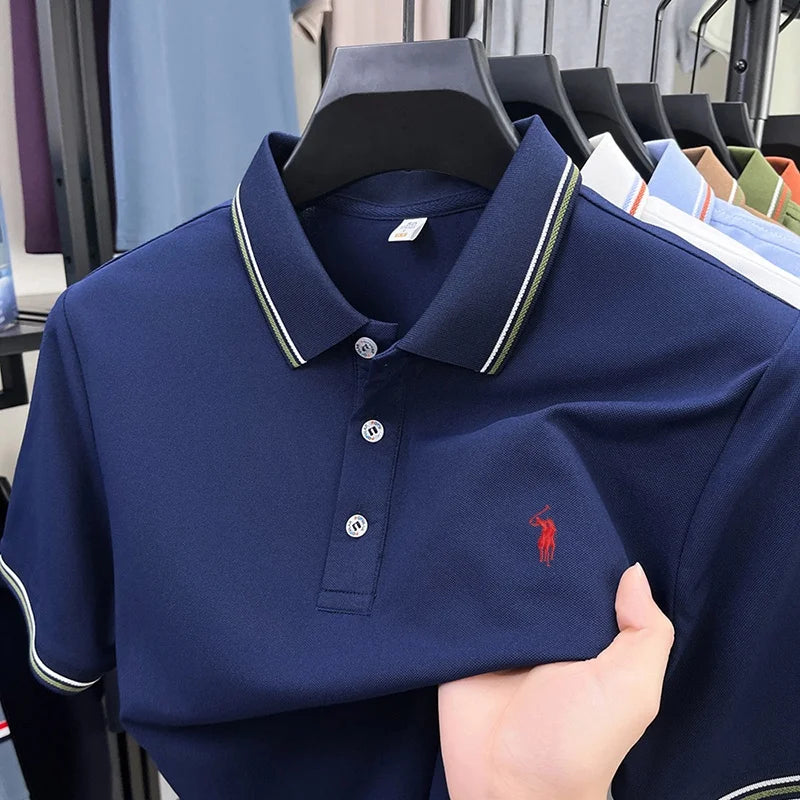 Summer new men's business short sleeved polo shirt T-shirt personalized luxury brand Pony embroidery casual comfortable clothing