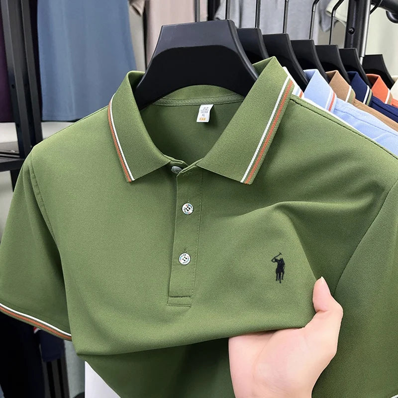 Summer new men's business short sleeved polo shirt T-shirt personalized luxury brand Pony embroidery casual comfortable clothing