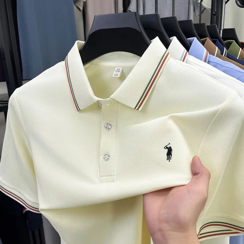 Summer new men's business short sleeved polo shirt T-shirt personalized luxury brand Pony embroidery casual comfortable clothing
